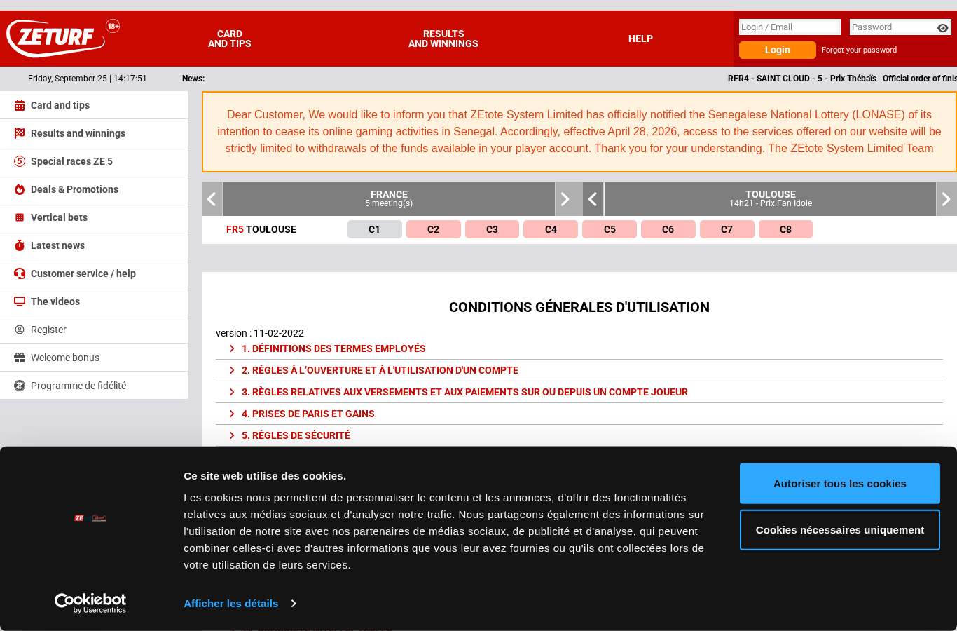 Capture du document source concernant ZEturf