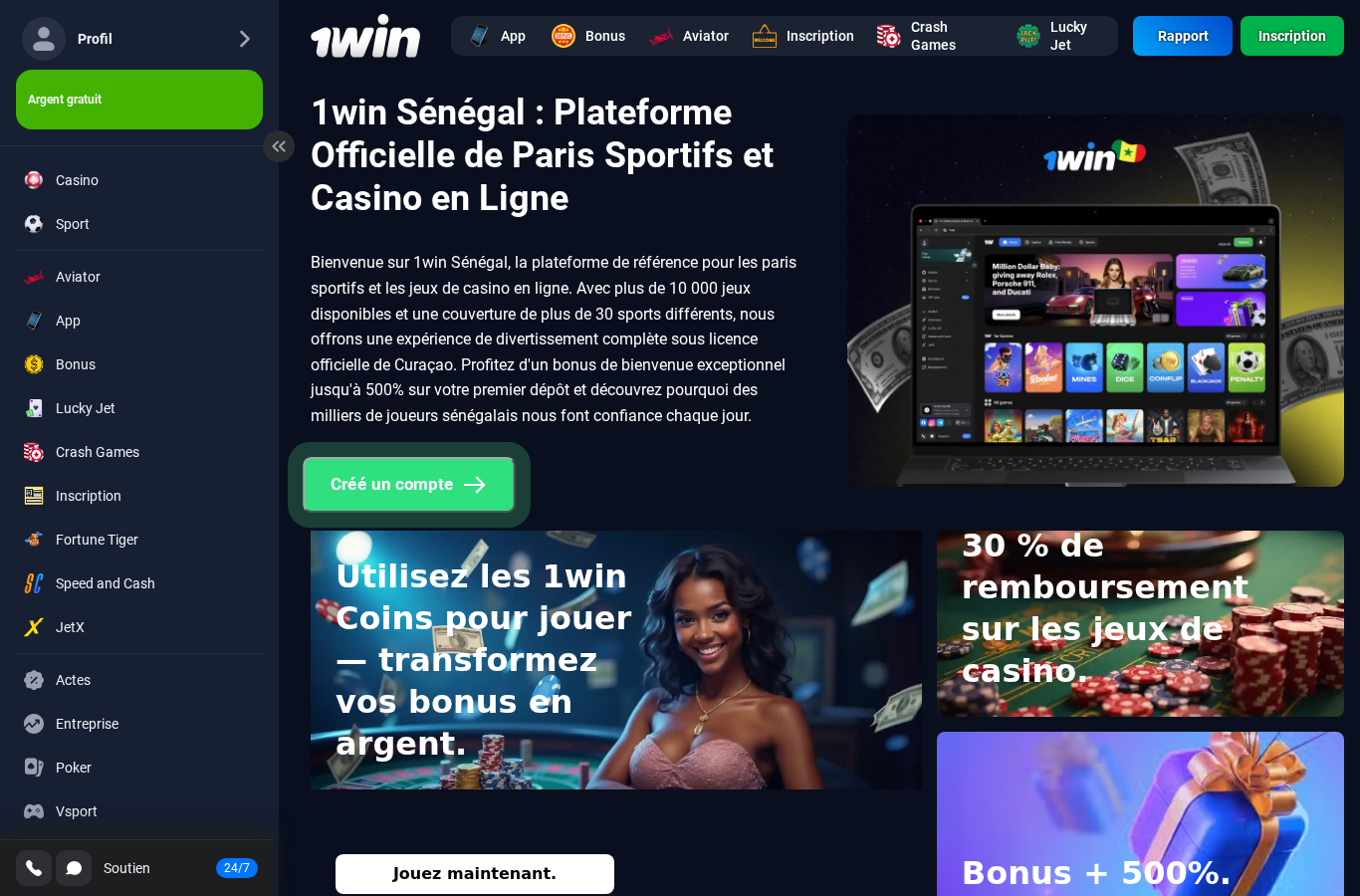 Capture du document source concernant 1win