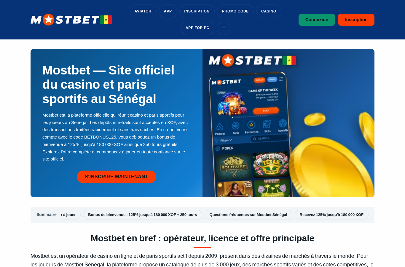 Capture du document source concernant Mostbet