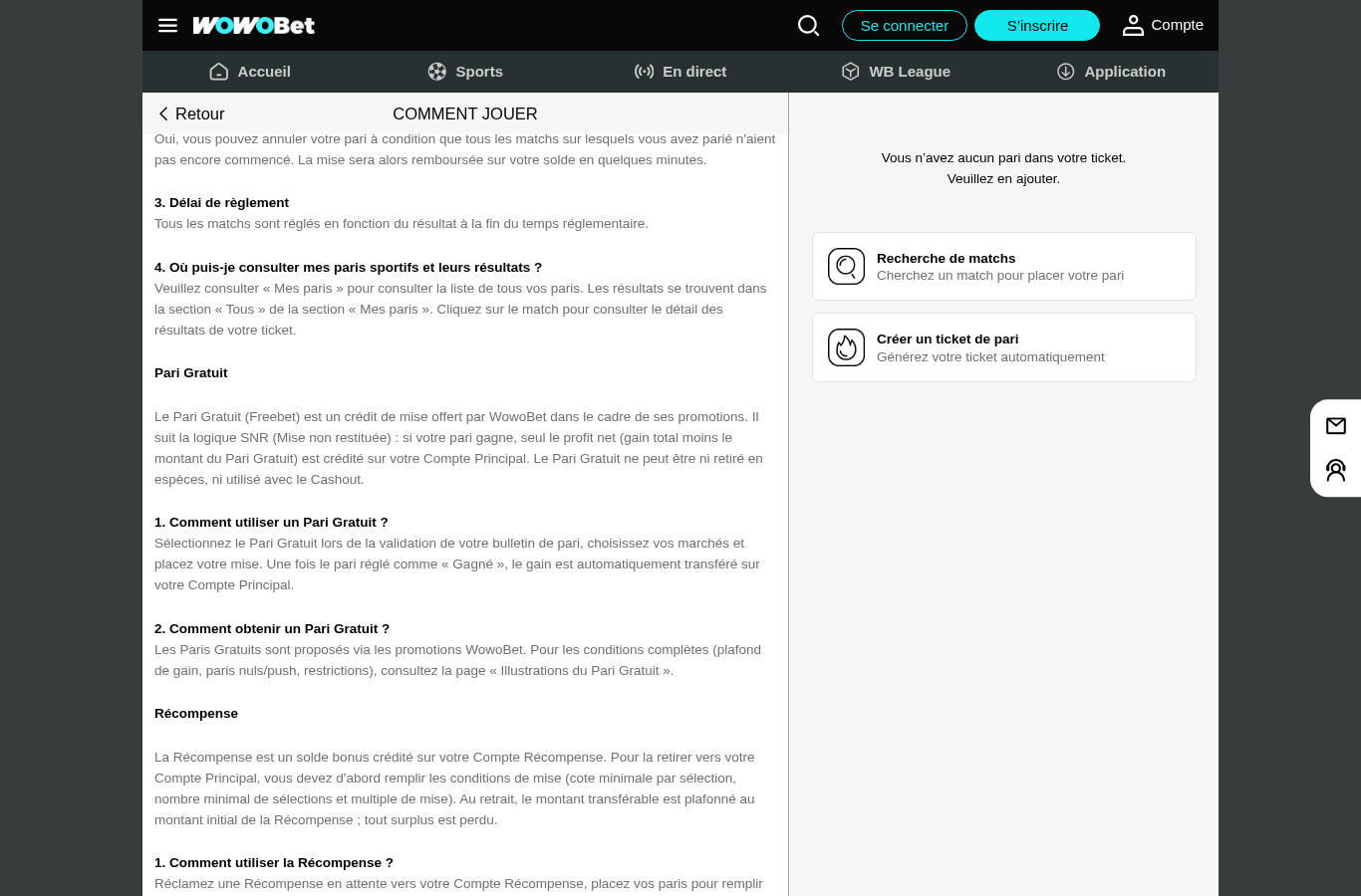 Capture du document source concernant WowoBet